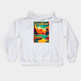 Caribbean Beach Vintage Travel Art Poster Kids Hoodie